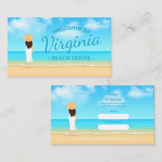Custom Beach House Referral Card  Visitenkarte (Vorne/Hinten)