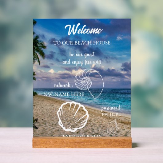 Custom Beach House Rentals Home Wifi Instructions  Acrylschild (Neutral)