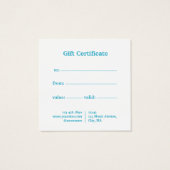 Custom Beach House Vacation Rental Gift Certificat (Rückseite)