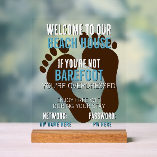 Custom Beach House Vermietungen Zuhause Wifi Anlei Acrylschild (Neutral)