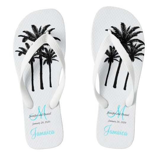 Custom Beach Jamaica Wedding Flip Flops Badesandalen (Fußbett)