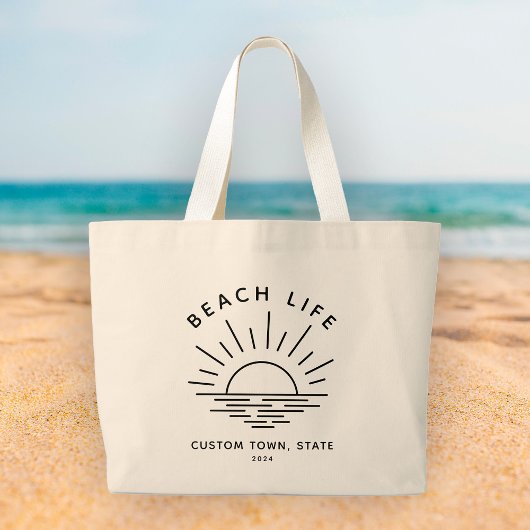 Custom Beach Life Sunset Minimalistisch Modern Boh Jumbo Stoffbeutel