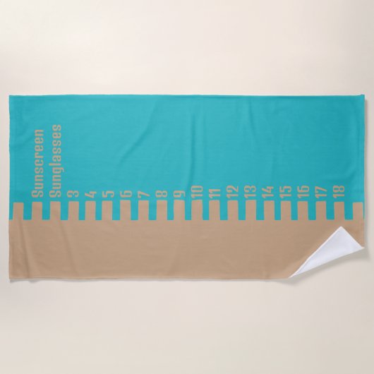 Custom BEACH PACKUNG CHECKLIS Türkis & Sand Strandtuch (Vorderseite)