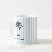Custom Beach Palm Tree Nautical Stripe Kaffeetasse (Vorderseite Links)