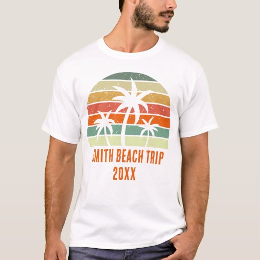 Custom Beach Palm Tree Vacation Trip T-Shirt (Vorderseite)