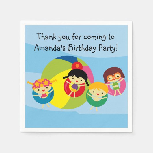 Custom Beach Pool Party Geburtstagspapier Napkins Serviette (Vorderseite)