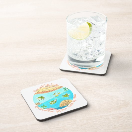 Custom Beach Rental House Sea Turtles Getränkeuntersetzer (Rechte Seite)