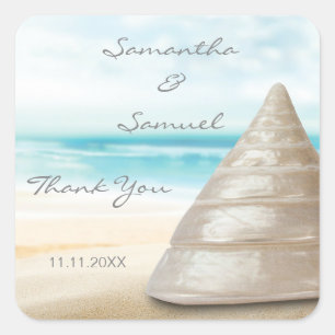 Custom Beach Sand Sea Muschel Hochzeitsgeschenk Fa Quadratischer Aufkleber