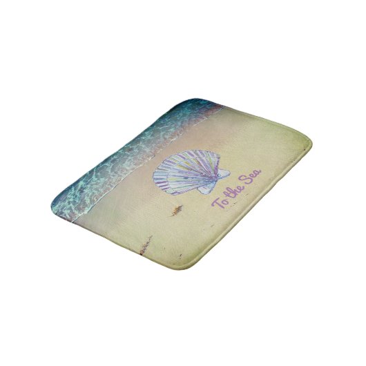 Custom Beach Sand & Seashell Badematte (Schrägansicht)