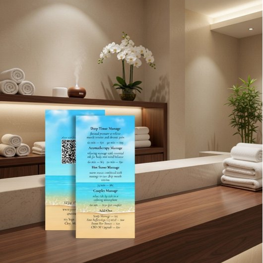 Custom Beach Spa Massage Services Menu Flyer Menükarte