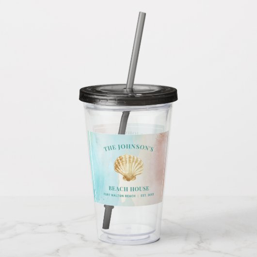 Custom Beach Themed Acrylic Tumbler Acryltrinkbecher (Rückseite)