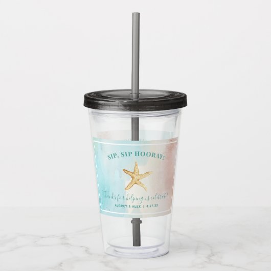 Custom Beach Themed Wedylic Tumbler Acryltrinkbecher (Vorderseite)