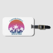 Custom Beach Trip Pink Sunset Palm Tree Gepäckanhänger (Vorderseite (Horizontal))