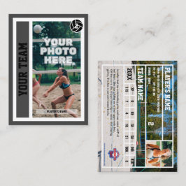 Custom Beach Volleyball Trading Card (Dunkelgrau) Telefonnummerkarte