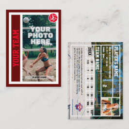 Custom Beach Volleyball Trading Card (Dunkelrot) Telefonnummerkarte