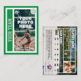 Custom Beach Volleyball Trading Card (Kelly Green) Telefonnummerkarte