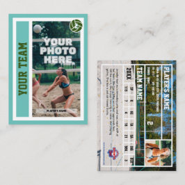 Custom Beach Volleyball Trading Card (Light Aquama Telefonnummerkarte