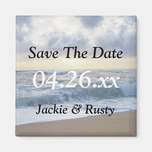 Custom Beach Wedding Save the Date Foto Magnet (Vorne)