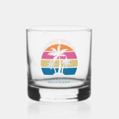 Custom Beach Wedding Tropical Palm Tree Sunset Whiskyglas (Vorderseite)