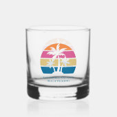 Custom Beach Wedding Tropical Palm Tree Sunset Whiskyglas (Rückseite)