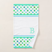 Custom Beachy Azure Blue Lime Green Punkts Art Badhandtuch Set (Handtuch)
