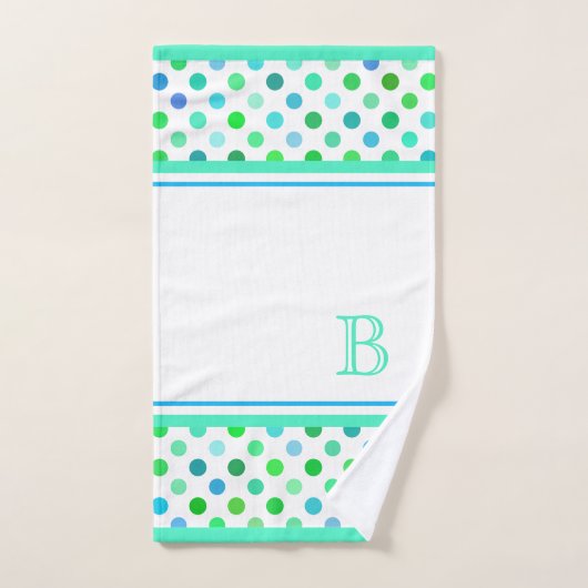 Custom Beachy Azure Blue Lime Green Punkts Art Badhandtuch Set (Handtuch)