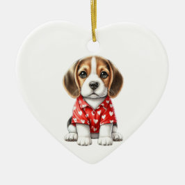 Custom Beagle Dog Fun Valentine Ornament