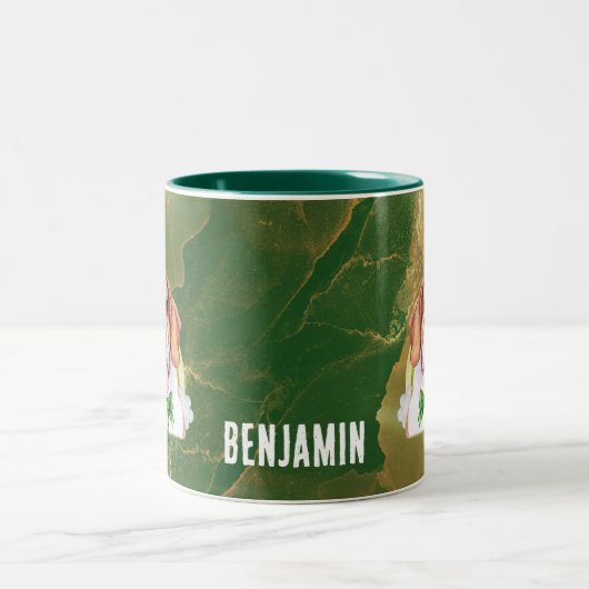 Custom Beagle Gold St Patricks Day Zweifarbige Tasse (Mittel)
