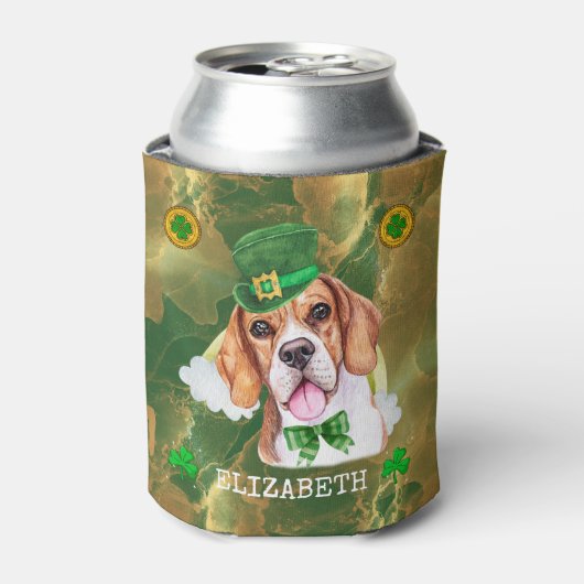 Custom Beagle Gold St Patricks Dosenkühler (Kanne Vorderseite)