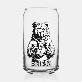 Custom Bear Football Brillware Dosenglas