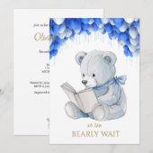 Custom Bear lesen ein Buch Baby Shooter Einladung (Vorne/Hinten)