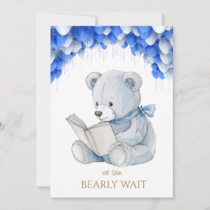 Custom Bear lesen ein Buch Baby Shooter Einladung