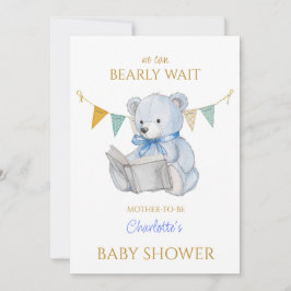 Custom Bear lesen ein Buch Baby Shooter Einladung