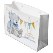 Custom Bear lesen ein Buch Baby Shooter Große Geschenktüte (Rückseite Schrägansicht)