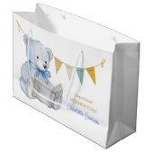 Custom Bear lesen ein Buch Baby Shooter Große Geschenktüte (Vorderseite Schrägansicht)