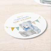 Custom Bear lesen ein Buch Baby Shooter Runder Pappuntersetzer (Angewinkelt)