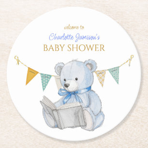 Custom Bear lesen ein Buch Baby Shooter Runder Pappuntersetzer