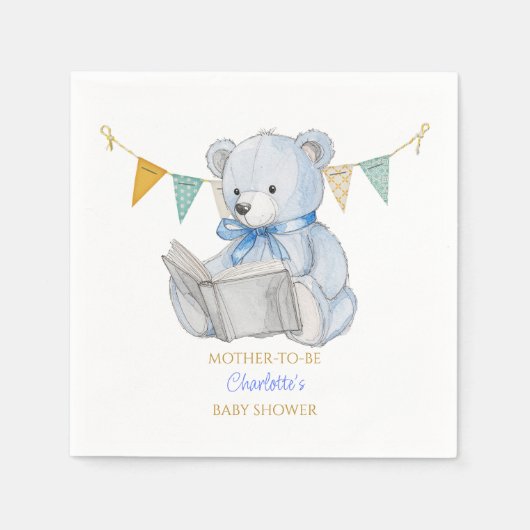 Custom Bear lesen ein Buch Baby Shooter Serviette (Vorderseite)