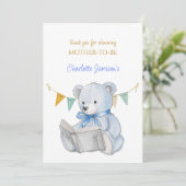 Custom Bear lesen ein Buch Danke Baby Dusche (Stehend Vorderseite)