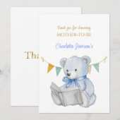 Custom Bear lesen ein Buch Danke Baby Dusche (Vorne/Hinten)