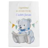 Custom Bear lesen ein Buch Danke Baby Dusche Mittlere Geschenktüte (Rückseite)