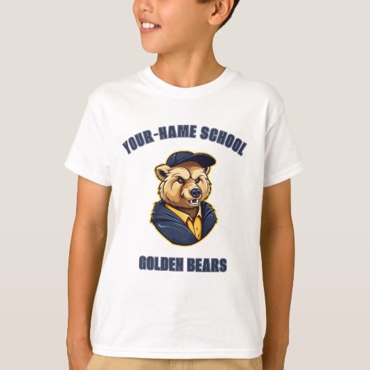 CUSTOM Bear Mascot | Blue & Gold - School Uni T-Shirt (Vorderseite)