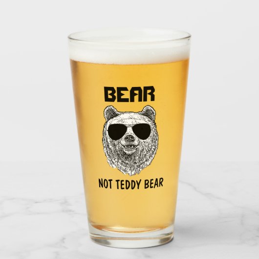 Custom BEAR NOT TEDDY BEAR Men Funny Geschenk für  Glas (Vorne (Gefüllt))
