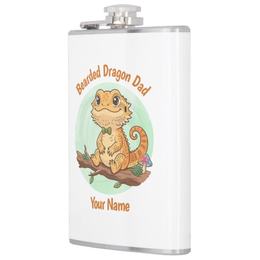 Custom Bearded Dragon Dad Flask Flachmann (Links)