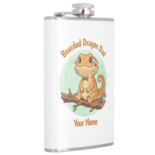 Custom Bearded Dragon Dad Flask Flachmann (Rechts)