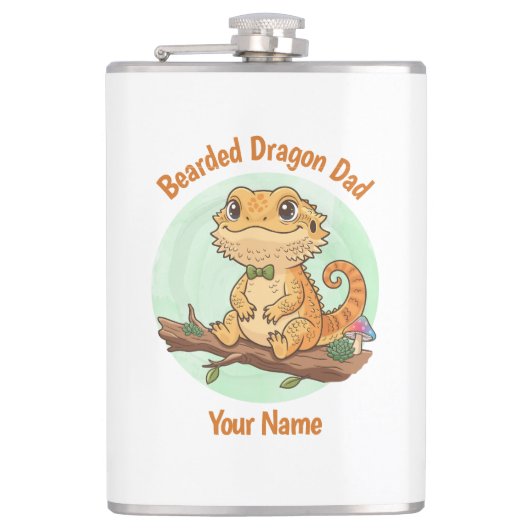 Custom Bearded Dragon Dad Flask Flachmann (Vorderseite)