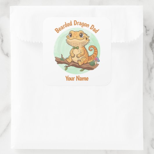 Custom Bearded Dragon Dad Square Sticker (Tasche)