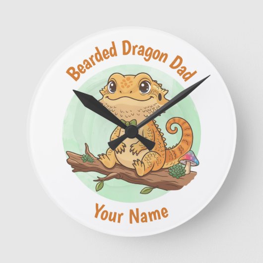 Custom Bearded Dragon Dad Wall Clock Runde Wanduhr (Vorderseite)