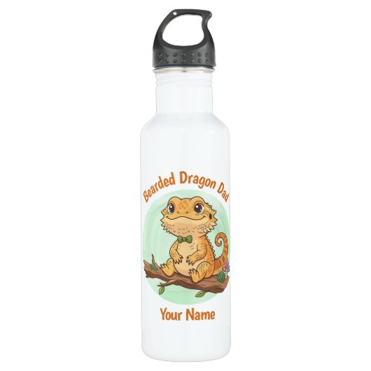 Custom Bearded Dragon Dad Water Bottle Edelstahlflasche (Vorderseite)