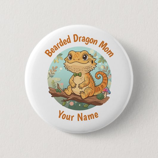 Custom Bearded Dragon Mom Button (Vorderseite)